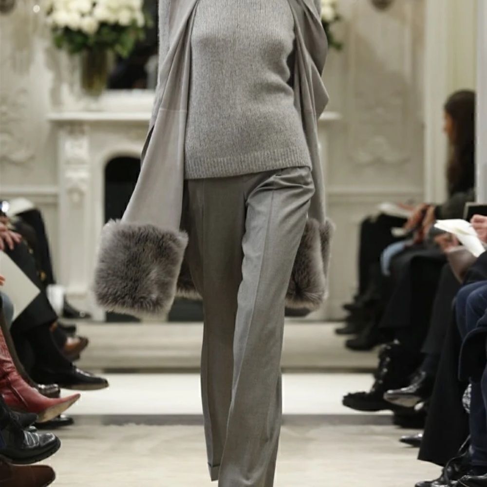 Ralph Lauren Pre-Fall ‘14 Collection Gray Cashmere Shearling Open Cardigan Vest - Picture 12 of 16